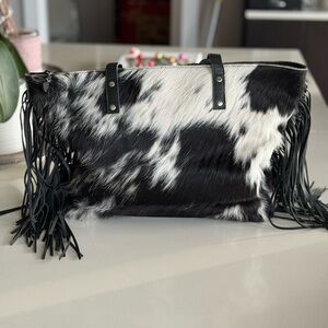 Black and White Fringe Women's Bag